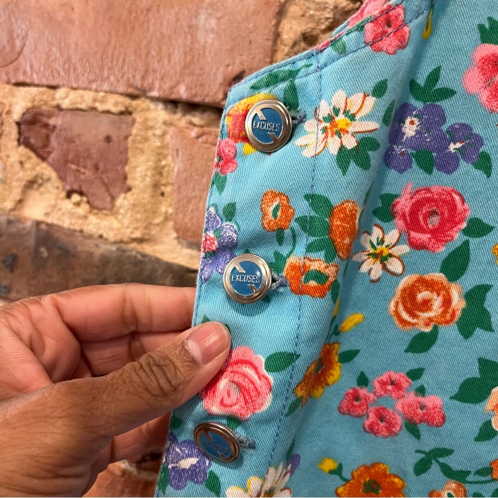 No Excuses Floral Denim Overall Dress Size Medium - Picture 3 of 7